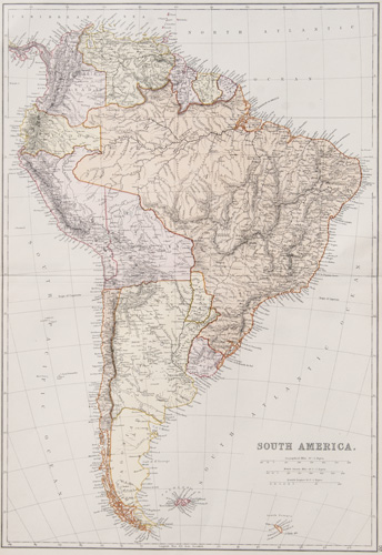 antique map of south america 1891